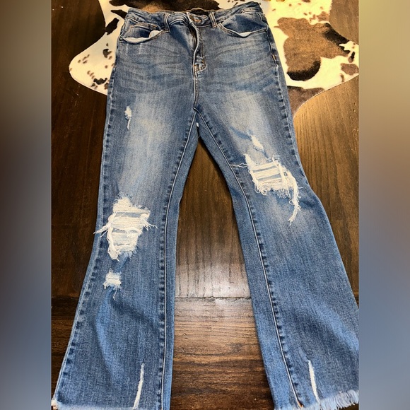 Risen High Rise Distressed Vintage Ankle Straight Leg Jeans Sz. 30/11 - Picture 2 of 10